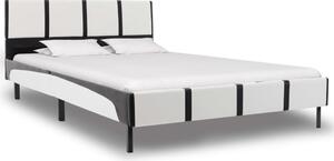 Bed Frame White and Black Faux Leather 120x190 cm