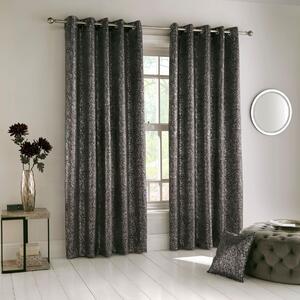 Halo Ready Made Eyelet Blockout Curtains Charcoal