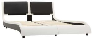 Bed Frame White and Black Faux Leather 135x190 cm
