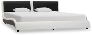 Bed Frame White and Black Faux Leather 150x200 cm