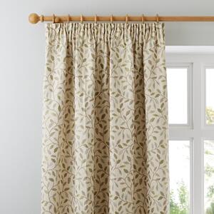Heritage Glava Green Pencil Pleat Curtains Green and Beige