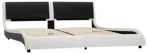 Bed Frame White and Black Faux Leather 150x200 cm