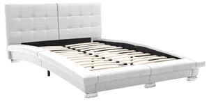 Bed Frame White Faux Leather 135x190 cm 4FT6 Double