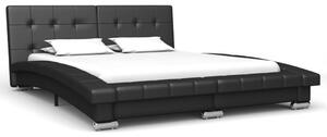 Bed Frame Black Faux Leather 135x190 cm