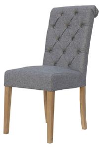Fabric Button Back Light Grey Dining Chair