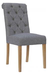 Fabric Button Back Light Grey Dining Chair