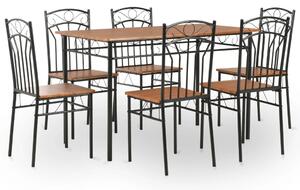 7 Piece Dining Set MDF and Steel Brown
