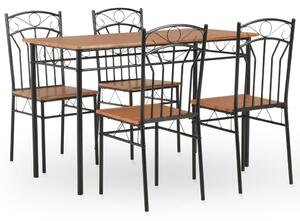 5 Piece Dining Set MDF and Steel Brown