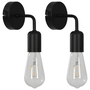 Wall Lights 2 pcs with Filament Bulbs 2 W Black E27