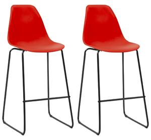 Bar Chairs 2 pcs Red Plastic