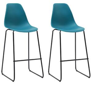 Bar Chairs 2 pcs Turquoise Plastic