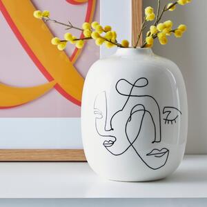 Ceramic Face Vase Black/white