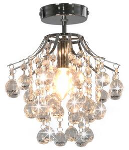 Ceiling Lamp with Crystal Beads Silver Round E14