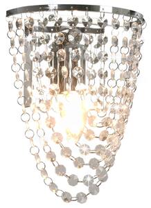 Wall Lamp with Crystal Beads Silver Oval E14 Bulb