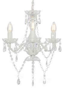 Chandelier with Beads White Round 3 x E14