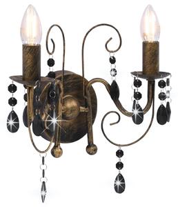 Wall Lamp with Beads Antique Black 2 x E14 Bulbs
