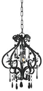 Ceiling Lamp with Beads Black Round E14