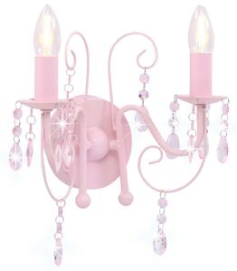 Wall Lamp with Beads Pink 2 x E14 Bulbs