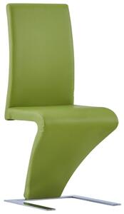 Dining Chairs with Zigzag Shape 2 pcs Green Faux Leather