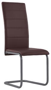 Cantilever Dining Chairs 2 pcs Brown Faux Leather