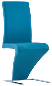 Dining Chairs with Zigzag Shape 2 pcs Blue Faux Leather