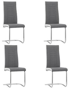 Cantilever Dining Chairs 4 pcs Dark Grey Fabric