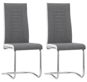 Cantilever Dining Chairs 2 pcs Dark Grey Fabric