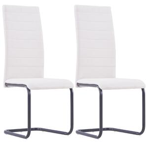 Cantilever Dining Chairs 2 pcs Cream Fabric