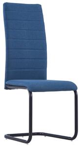 Cantilever Dining Chairs 6 pcs Blue Fabric