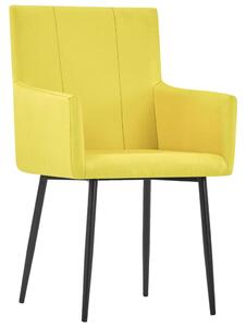 Dining Chairs with Armrests 4 pcs Yellow Fabric
