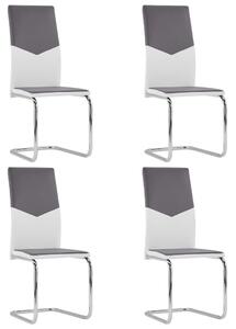 Cantilever Dining Chairs 4 pcs Grey Faux Leather