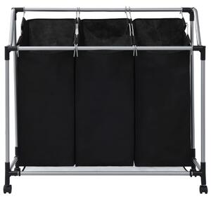 Laundry Sorter with 3 Bags Black Steel