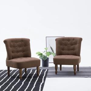 French Chairs 2 pcs Brown Fabric