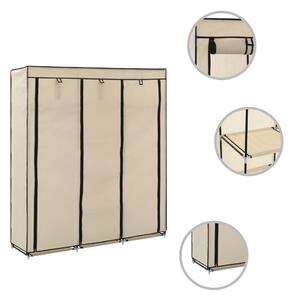 Wardrobe with Compartments and Rods Cream 150x45x175 cm Fabric