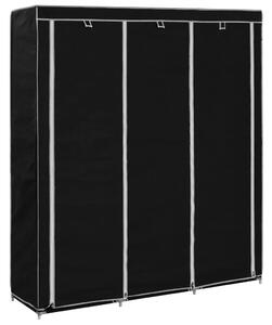 Wardrobe with Compartments and Rods Black 150x45x175 cm Fabric