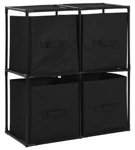 Storage Cabinet with 4 Fabric Baskets Black 63x30x71 cm Steel