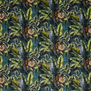 Prestigious Textiles Bengal Tiger Digitally Printed Velvet Fabric Twilight