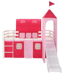 Children's Loft Bed Frame with Slide Ladder Pinewood 208x230 cm