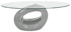 Coffee Table with Oval Glass Top High Gloss Grey