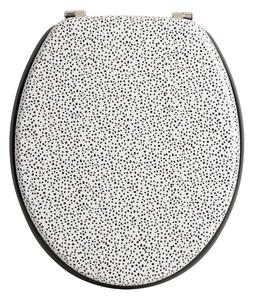 Dottie Pattern Toilet Seat with Black Ring Black and white