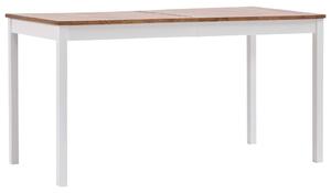 Dining Table White and Brown 140x70x73 cm Pinewood