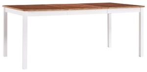 Dining Table White and Brown 180x90x73 cm Pinewood