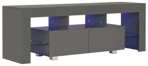 TV Cabinet with LED Lights High Gloss Grey 130x35x45 cm