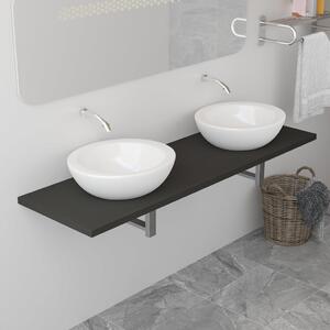 Bathroom Wall Shelf for Basin Grey 160x40x16.3 cm