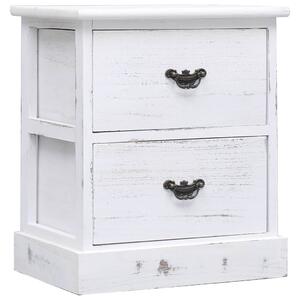 Bedside Cabinet White 38x28x45 cm Paulownia Wood