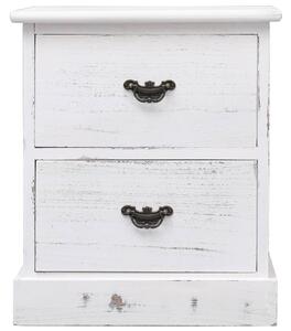Bedside Cabinet White 38x28x45 cm Paulownia Wood