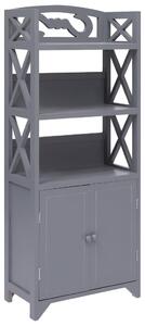 Bathroom Cabinet Grey 46x24x116 cm Paulownia Wood