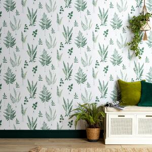 Fern Green Wallpaper Green/White