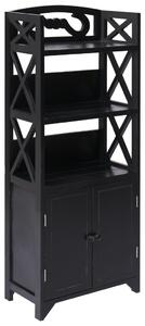 Bathroom Cabinet Black 46x24x116 cm Paulownia Wood