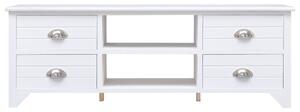 TV Cabinet White 115x30x40 cm Paulownia Wood